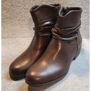 Croft Barrow Rigina Women’s Ruched Ankle Boots Brown Size 8M Shoes